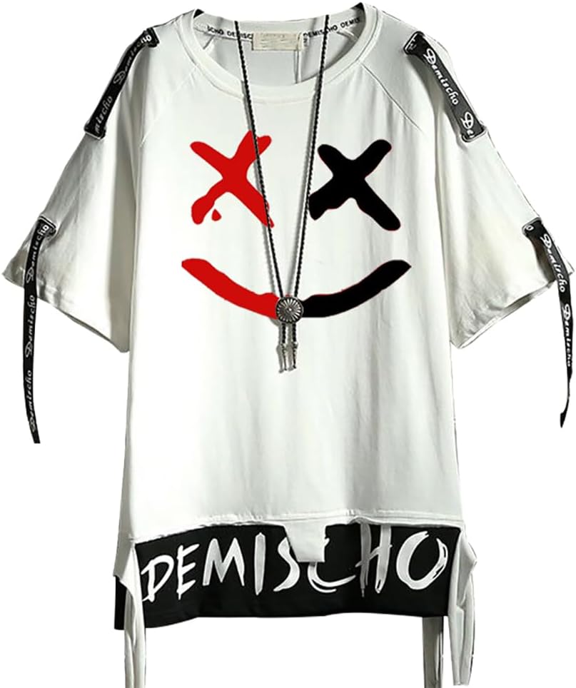 Hello MrLin Herr Techwear Hip Hop T-shirt Streetwear Fashion Kortärm Top