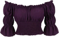 Blusar för kvinnor Off The Shoulder Renaissance Toppar Medeltida piratskjorta Gothic Smocked Boho kort ärm