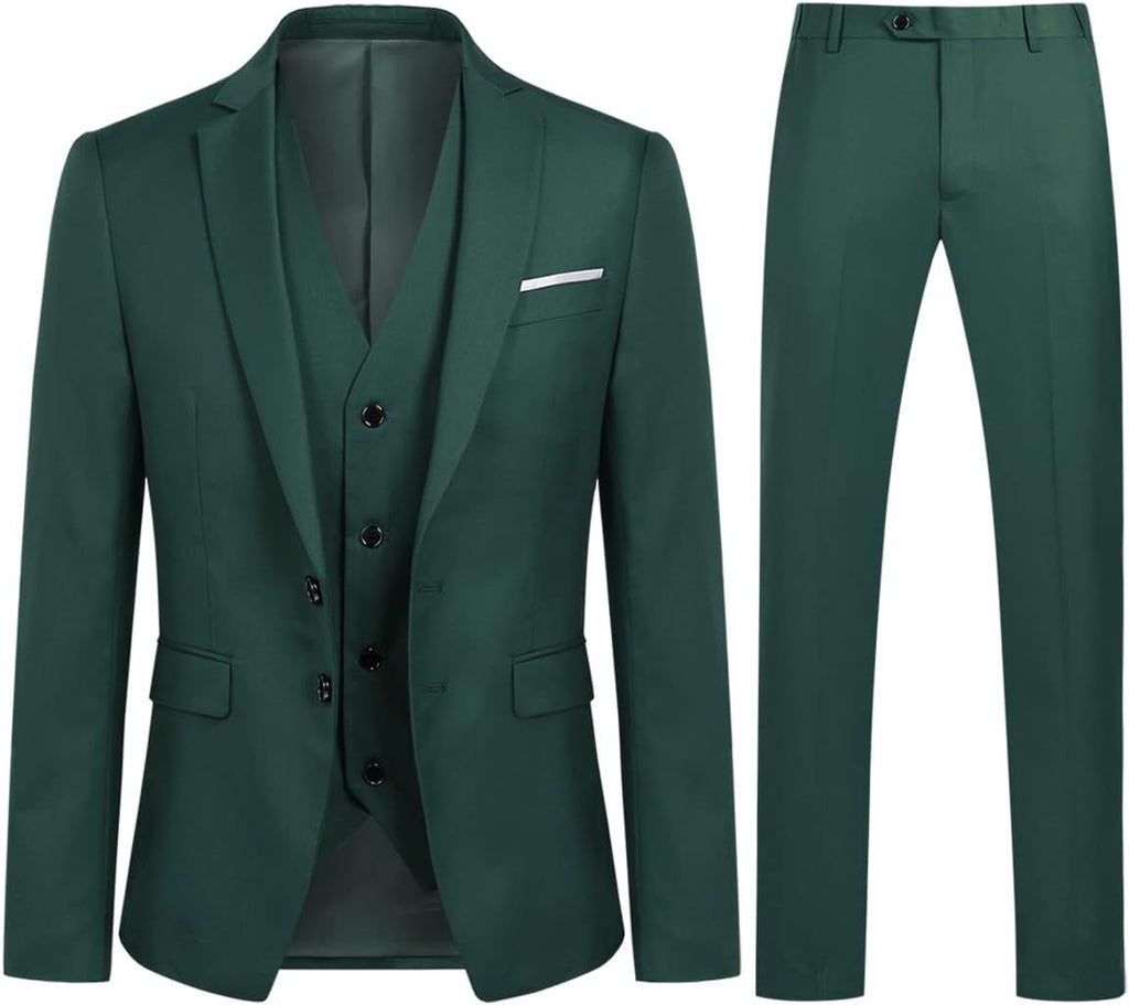 YOUTHUP 3-delad kostym smal passform för män elegant business bröllop kostym blazer västar byxor