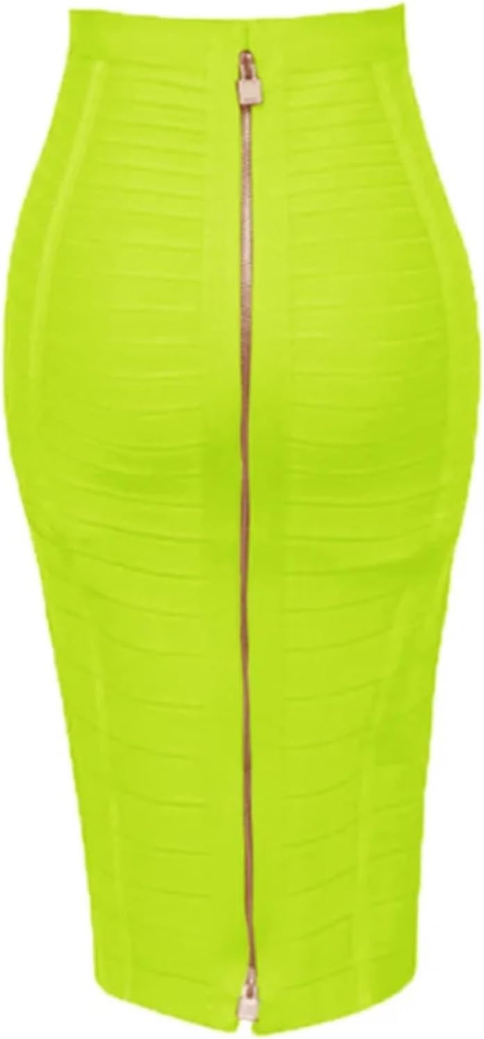 58 cm sexig solid dragkedja bandage kjol kvinnor elastisk bodycon sommar för kvinnor