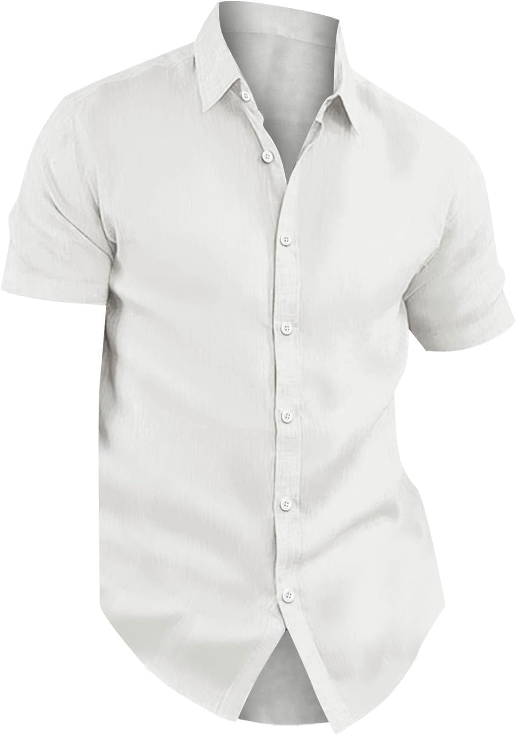 Herrskjortor vardaglig bomull linne kortärmad lös passform enkel tippning krage t-shirt kylning bekväma icke-strykjärn knappar skjortor lättskötta toppar vuxen för sommarsemester