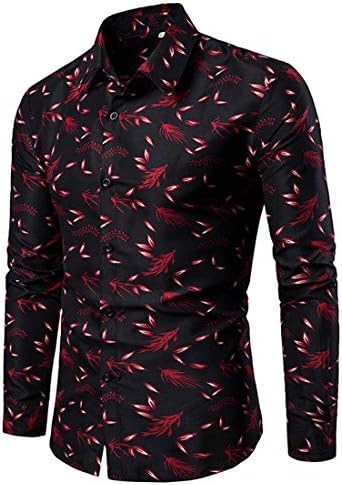 herrens Casual Funky Tryckt Skjorta Fancy Floral Unikt mönster Bomull Regular Fit Långärmade skjortor för Herr Casual Skjortor Långärmad Funky Printed Linen Shirt Button Down Dress Shirt Toppar