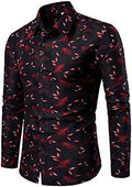 herrens Casual Funky Tryckt Skjorta Fancy Floral Unikt mönster Bomull Regular Fit Långärmade skjortor för Herr Casual Skjortor Långärmad Funky Printed Linen Shirt Button Down Dress Shirt Toppar