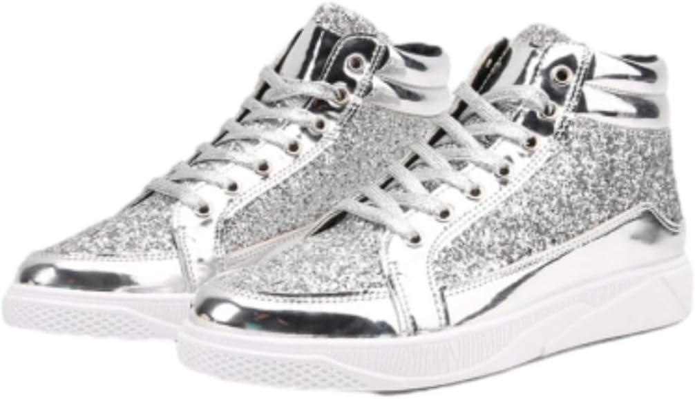 Skor herr glitter guld, paljetter sneakers herr sneakers hög topp fritidsskor glänsande promenadskor med tjock sula paljettskor karneval skateboardskor mode herrstövlar