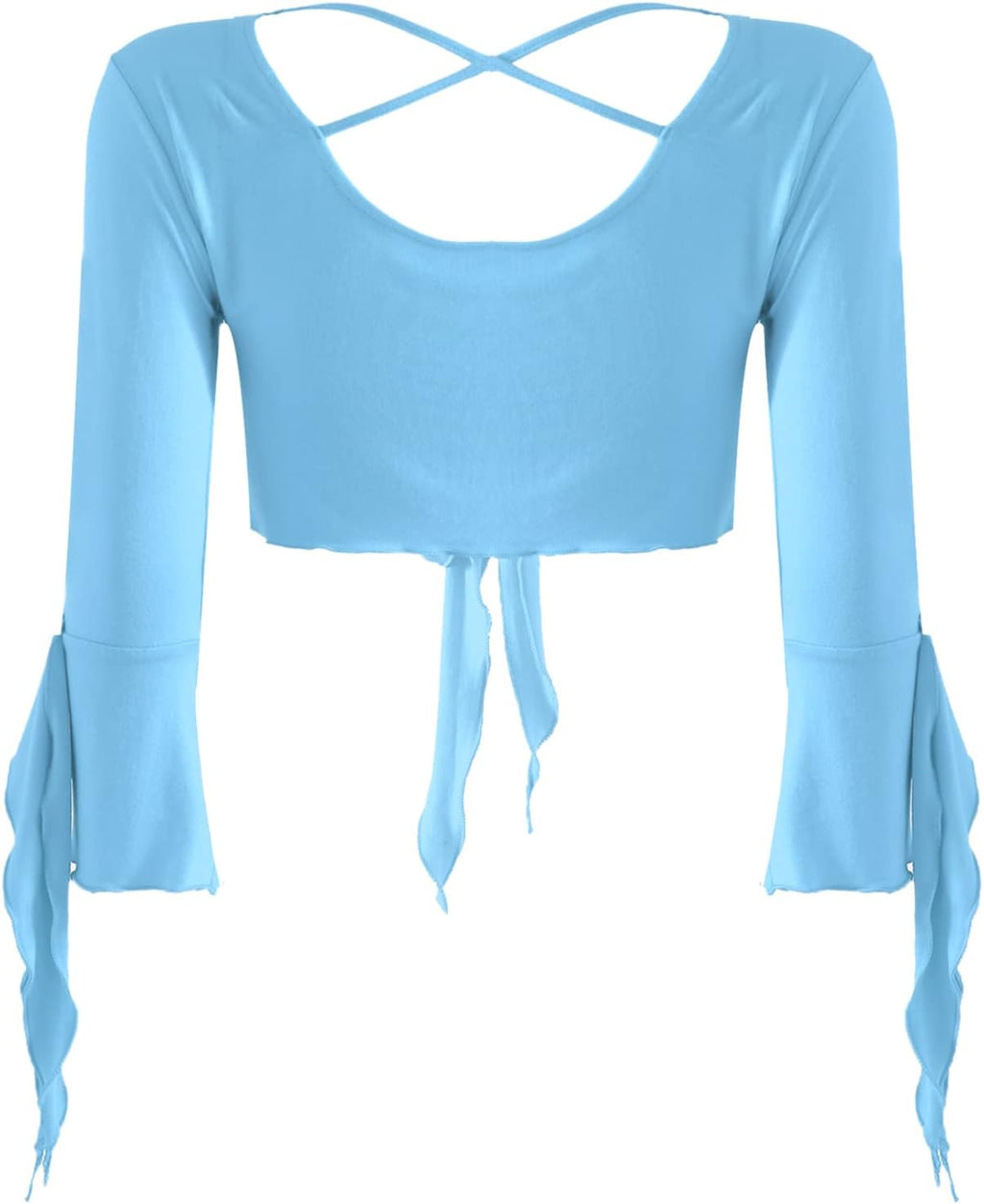 inlzdz Dam magdans topp 3/4 ärmar magfri blus topp cardigan med tofsar långärmad bolero Shrug topp rygglös crop top axeljacka festlig magdans kostym