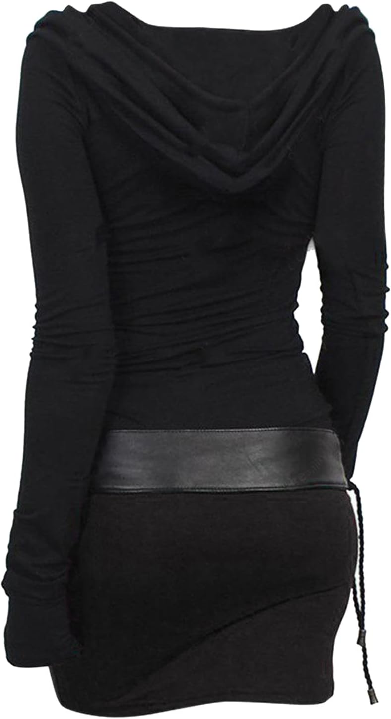 Damtröjklänning med huva, höstklänning tröja klänning huvtröja färgblock smal ledig långärmad miniklänning tajt stickad klänning höst vinter kvinnor bodycon gotisk vinterklänning