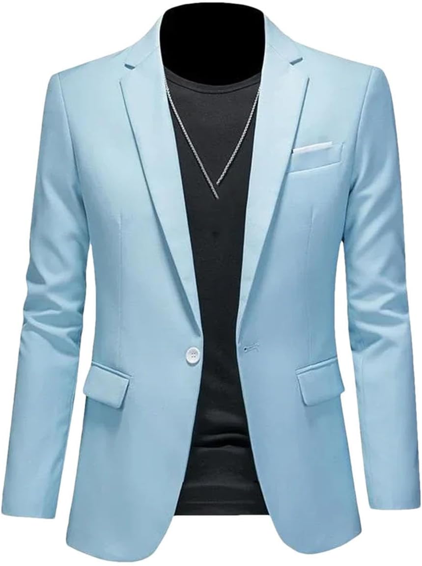 Hgvcfcv Casual business herr blazer brudgum bröllopsklänning kavajer för män kostym toppar jacka kappa enfärgad kostymjacka