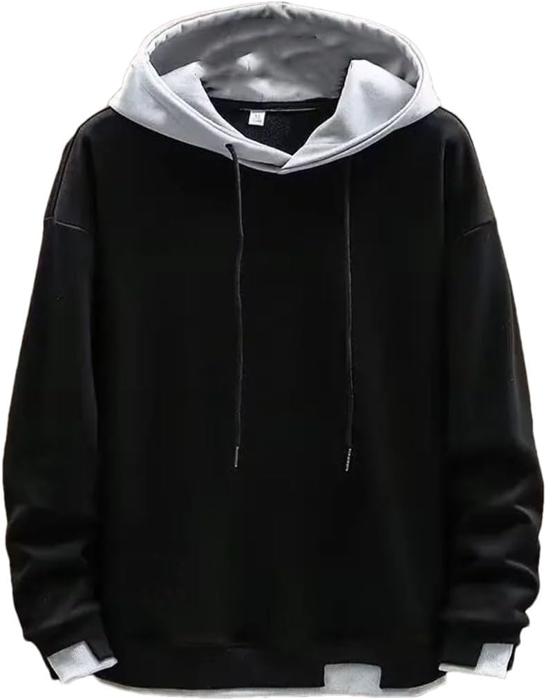 Huvtröjor för män Street Pullover Långärmad lappverk sweatshirt män streetwear huvtröja