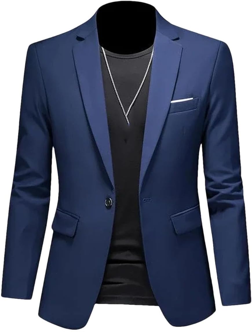 Hgvcfcv Casual business herr blazer brudgum bröllopsklänning kavajer för män kostym toppar jacka kappa enfärgad kostymjacka