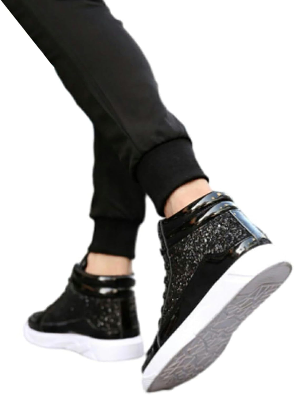Skor herr glitter guld, paljetter sneakers herr sneakers hög topp fritidsskor glänsande promenadskor med tjock sula paljettskor karneval skateboardskor mode herrstövlar