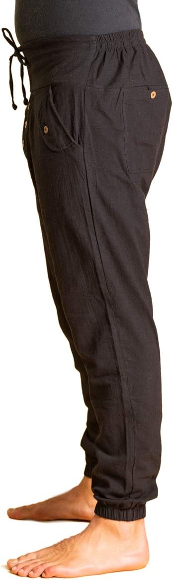 PANASIAM Yogi Pants Classic för dam och herr I bekväma fritidsbyxor i Aladin-Harem-stil – 100% bomull I optimal passform tack vare dragsko fram och elastisk linning bak I sommarbyxor