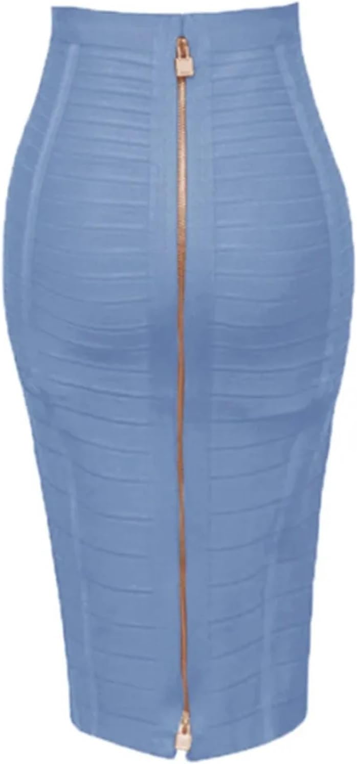 58 cm sexig solid dragkedja bandage kjol kvinnor elastisk bodycon sommar för kvinnor