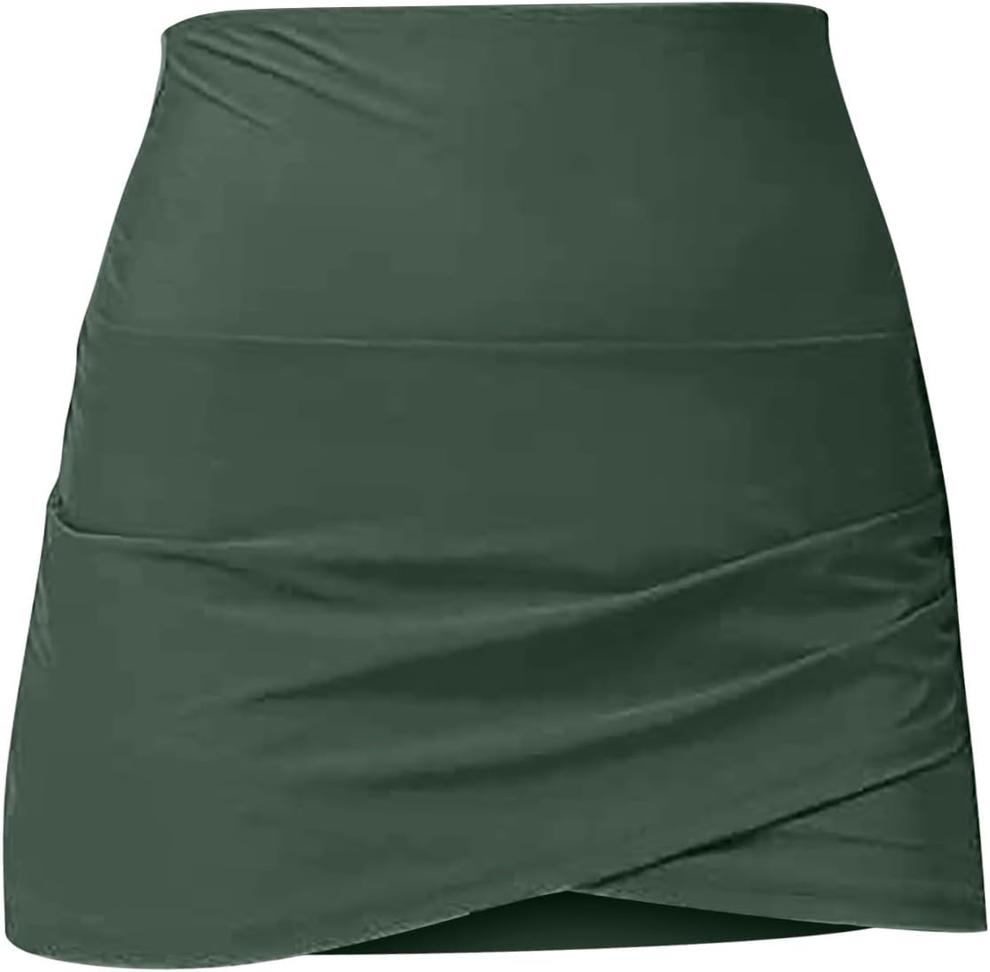 Kort kjol för kvinnor sommar flytande, elastisk figurbetonad minikjol, kjol med hög midja, lediga kjolar lös underkjol, enfärgad, korta löparkjolar, sportkjolar