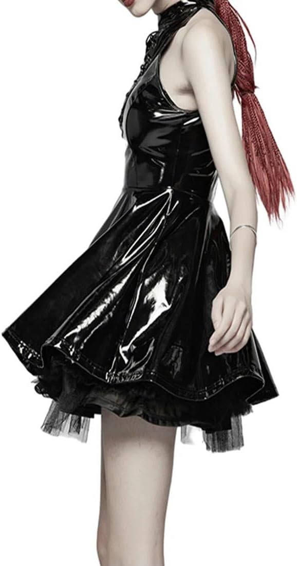 Plus Size 7XL kvinnor poldans snörning kläder PVC trikåer läder klubb klänning bodysuit PVC klänning anpassningsbar