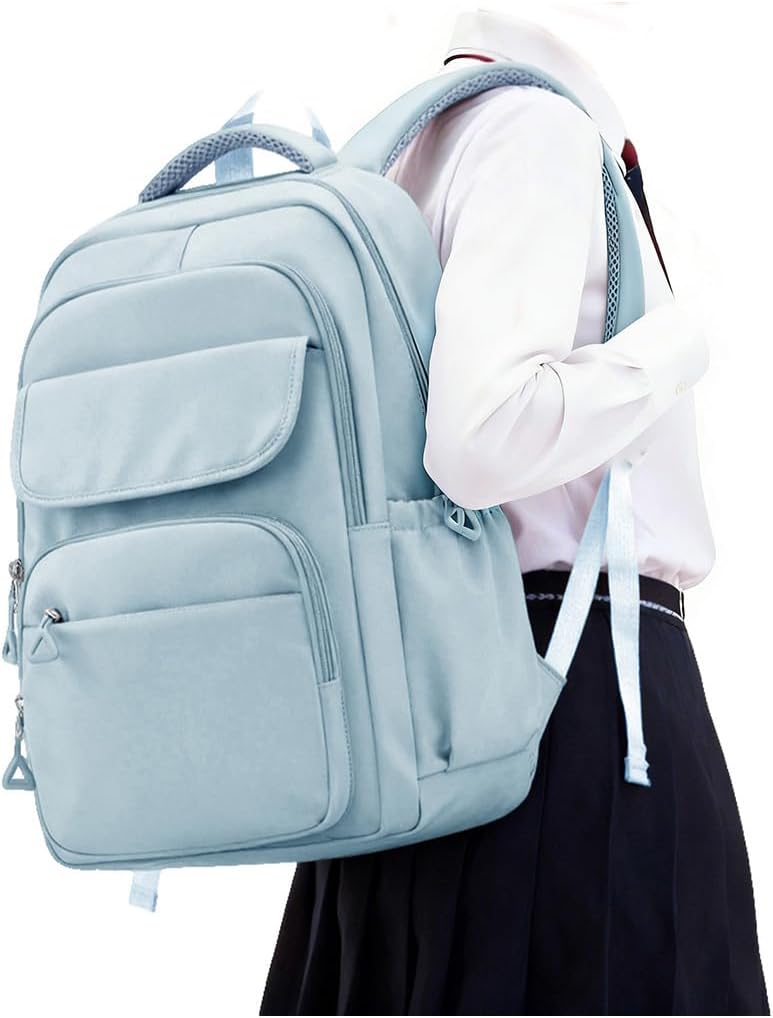 HYC00 Skolryggsäck Flicka Skolväska Lätt Ryggsäck Tjej Tonåring Bokväskor Skola Skolväskor Pojkar Laptop Ryggsäck Dam 14 Tum College Bag Fritidsryggsäck för Kvinnor Casual Dagsryggsäck,Blå