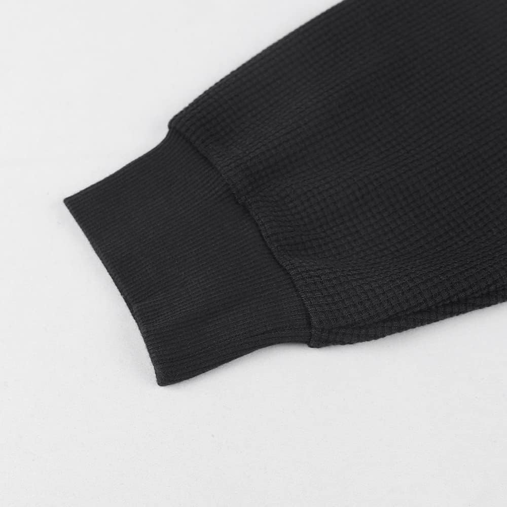 Muscle Alive Basic långärmad våffeltröja för män lös passform träning pullover rund hals skjorta