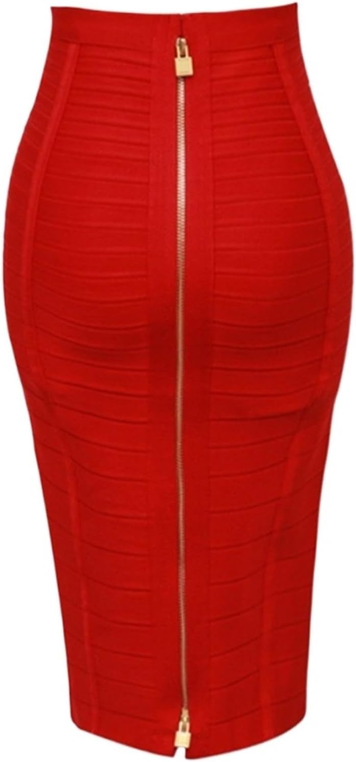 58 cm sexig solid dragkedja bandage kjol kvinnor elastisk bodycon sommar för kvinnor