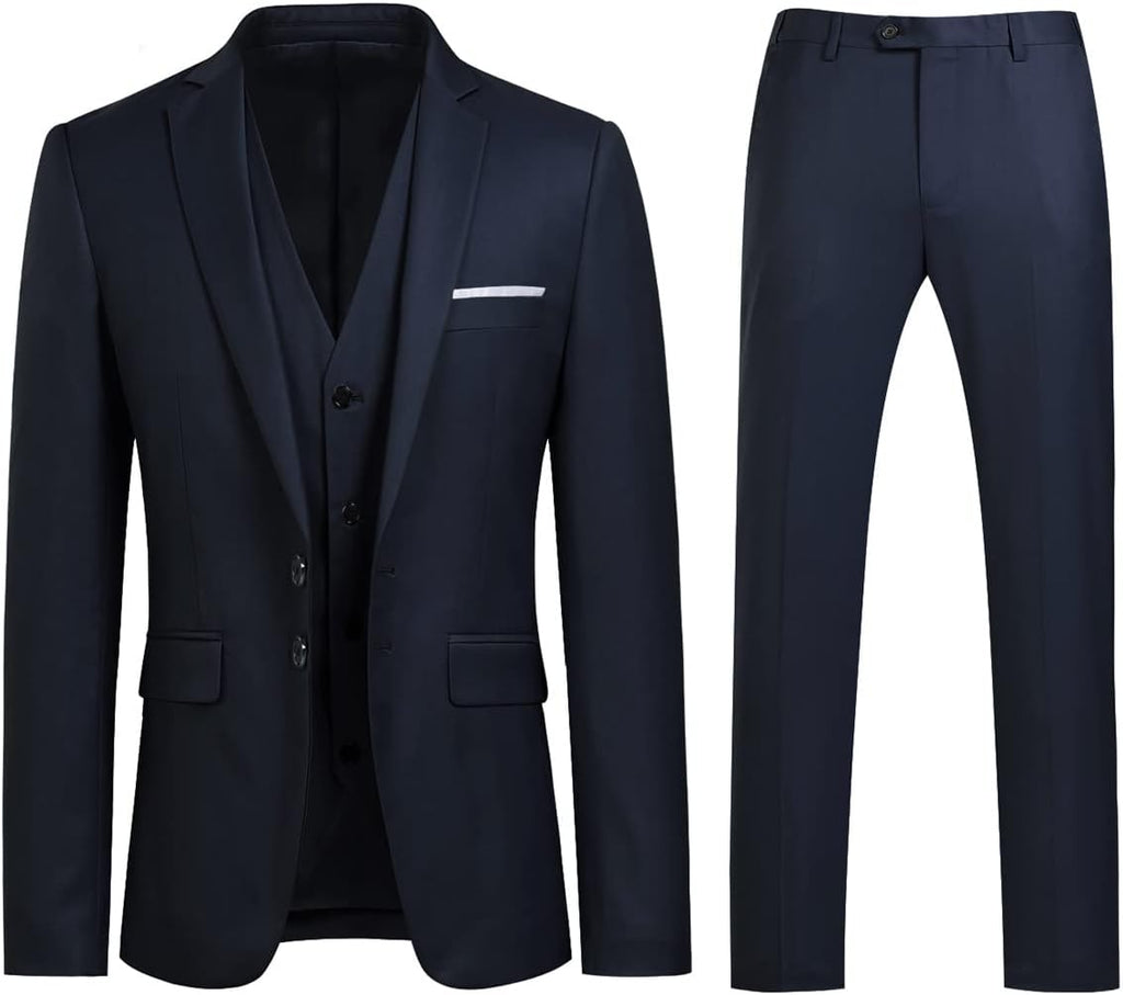 YOUTHUP 3-delad kostym smal passform för män elegant business bröllop kostym blazer västar byxor