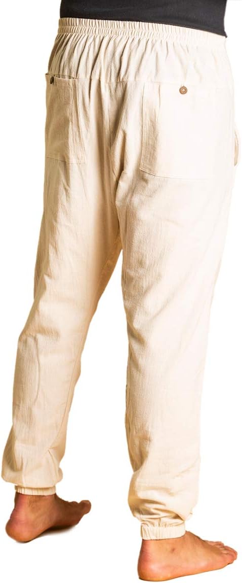 PANASIAM Yogi Pants Classic för dam och herr I bekväma fritidsbyxor i Aladin-Harem-stil – 100% bomull I optimal passform tack vare dragsko fram och elastisk linning bak I sommarbyxor