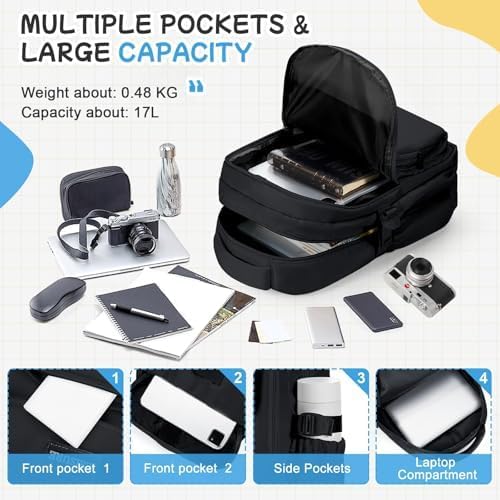 HYC00 Skolryggsäck Flicka Skolväska Lätt Ryggsäck Tjej Tonåring Bokväskor Skola Skolväskor Pojkar Laptop Ryggsäck Dam 14 Tum College Bag Fritidsryggsäck för Kvinnor Casual Dagsryggsäck,Blå