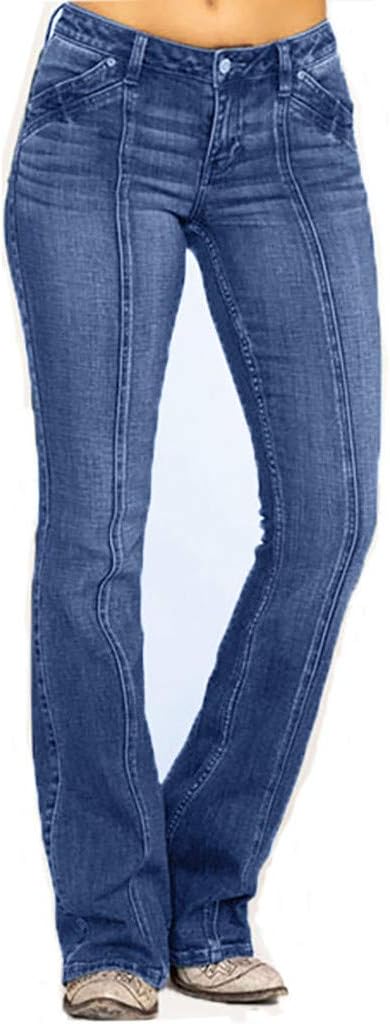 Jeans Kvinnor Hög Midja Denim Byxor Stretch Bekväma Jeans Bekväma Push Up Byxor Med Fickor Mode Baggy Stil Avslappnad För Kontor, Fritid Och Daglig Användning