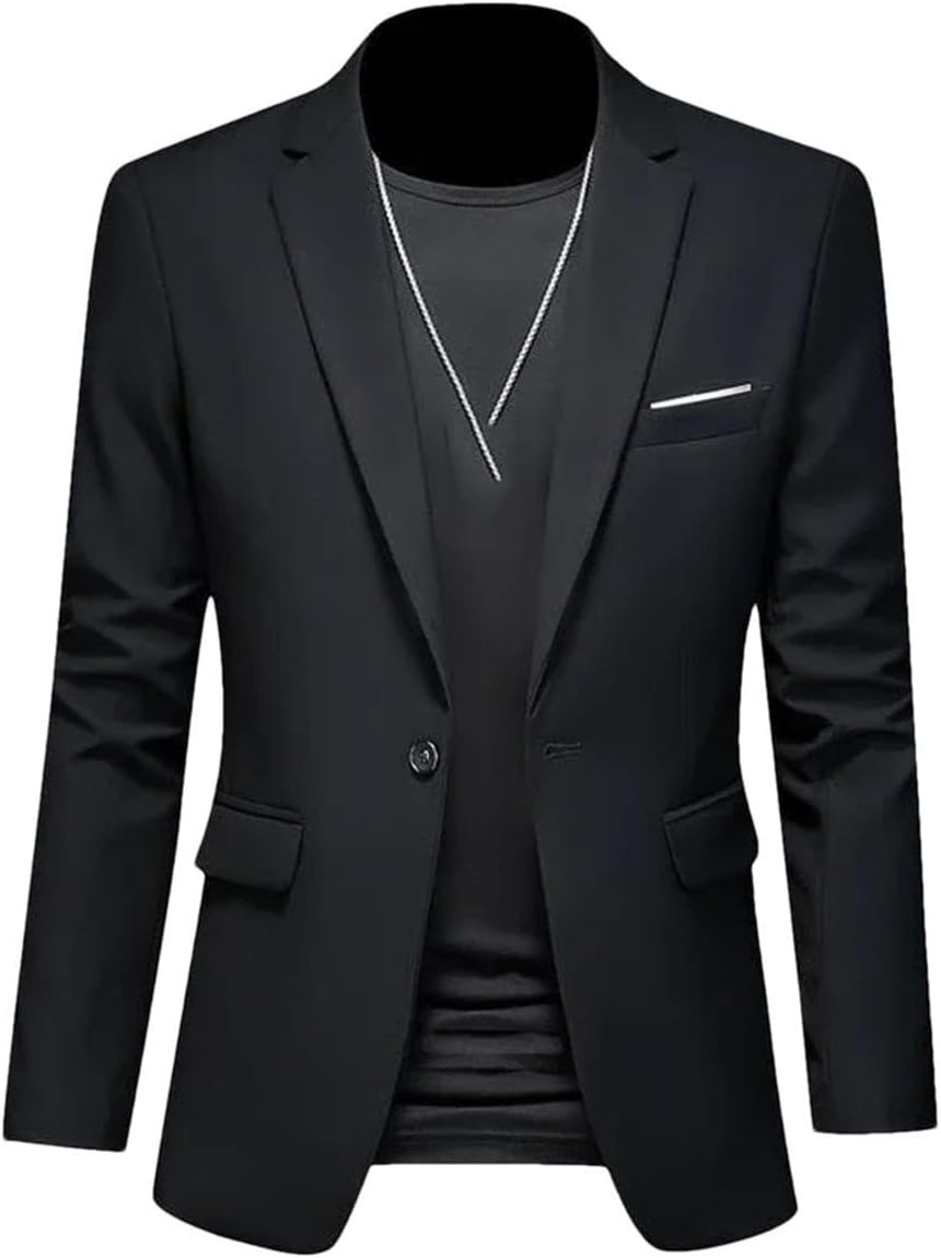 Hgvcfcv Casual business herr blazer brudgum bröllopsklänning kavajer för män kostym toppar jacka kappa enfärgad kostymjacka