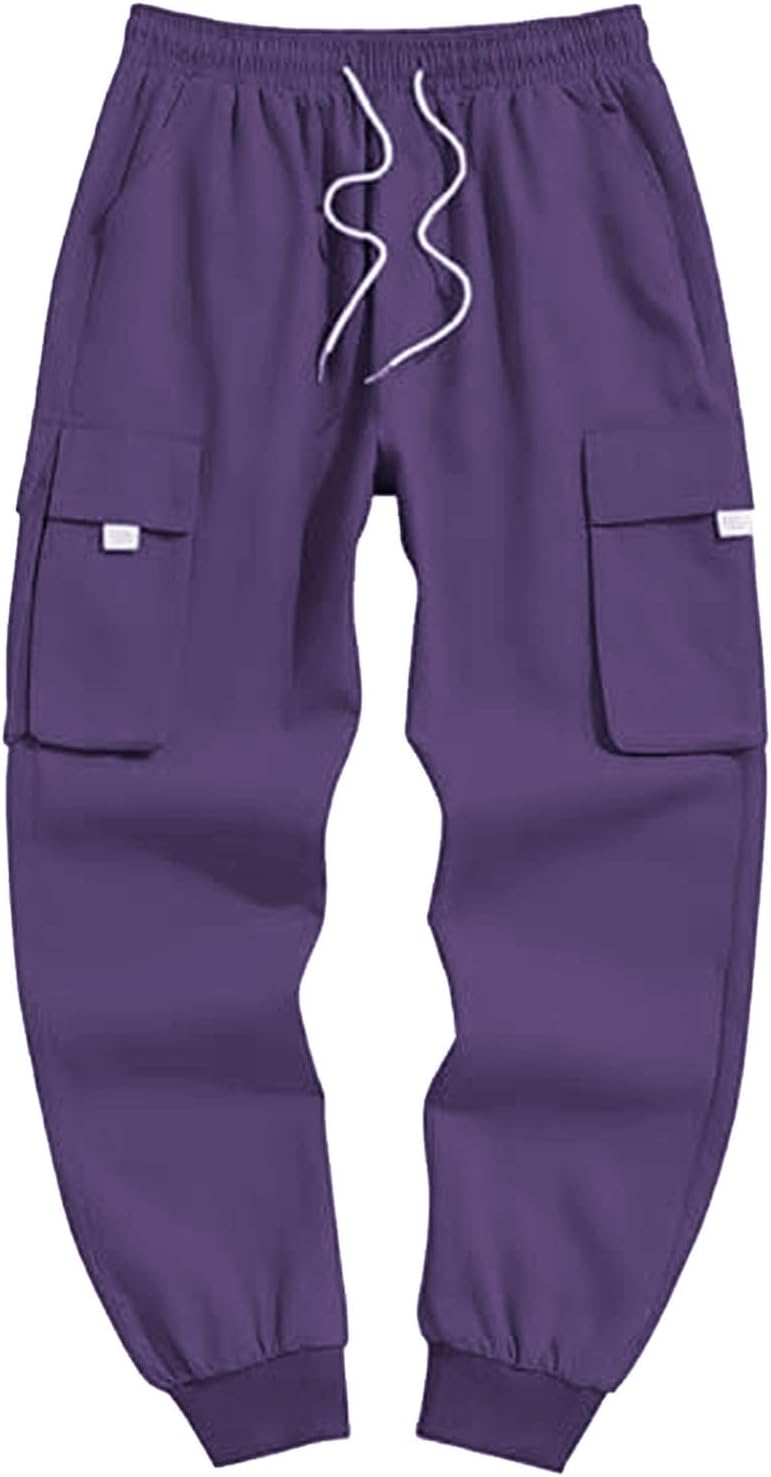 Herr cargo joggingbyxor elastisk midja dragsko säckiga träningsbyxor techwear byxor för män 2025 trendiga kläder