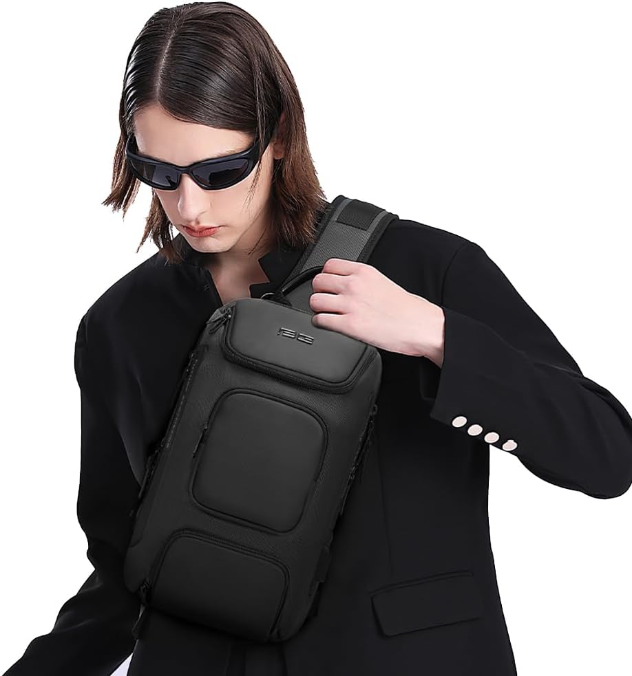BANGE Axelväska, vattentät bröstväska för män, crossbody-ryggsäck för män, Svart, Without Lock, Hållbar