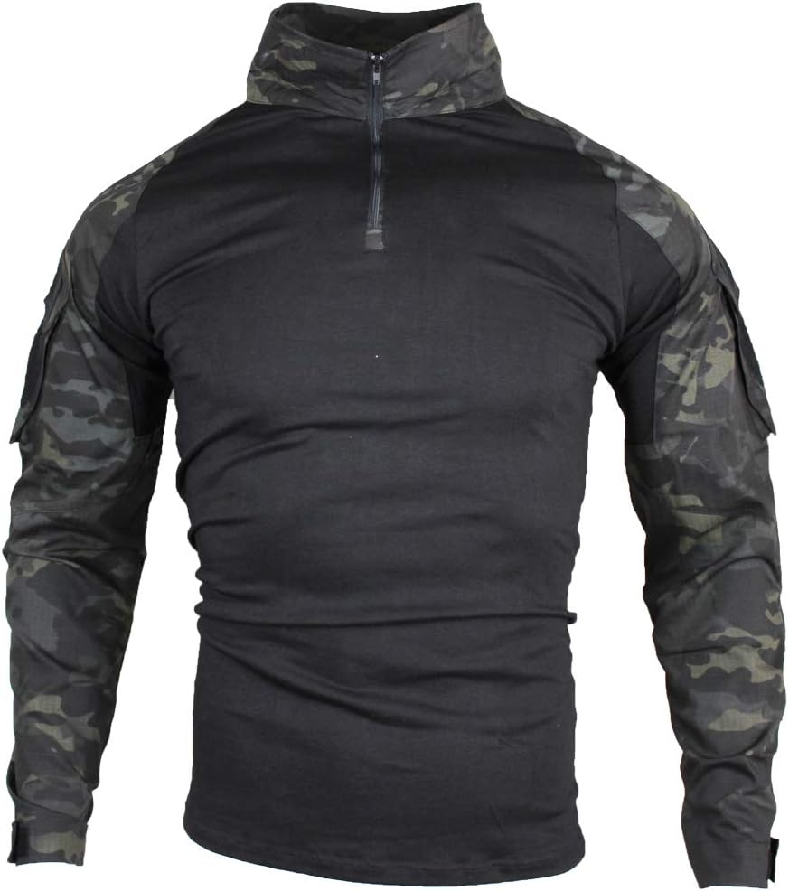Tactical Combat T-shirt för män, Ripstop andningsbar tröja för jakt Military Airsoft