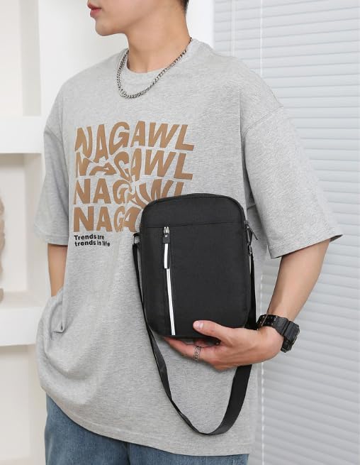 Aucuu Axelväska för män, Oxford Crossbody väska, vattentät liten sidoväska för män, ledig handväska, messengerväska med dragkedja och justerbar rem, lätt bröstväska för daglig användning, arbete