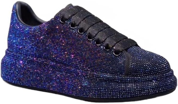 Julymens Dam Glitter Strass Plattform Sneakers Casual Snörning sportskor