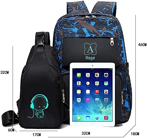 Asge unisex - vuxen Ryggsäck skolryggsäck set (2-pack)