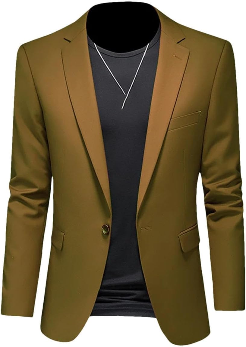 Hgvcfcv Casual business herr blazer brudgum bröllopsklänning kavajer för män kostym toppar jacka kappa enfärgad kostymjacka