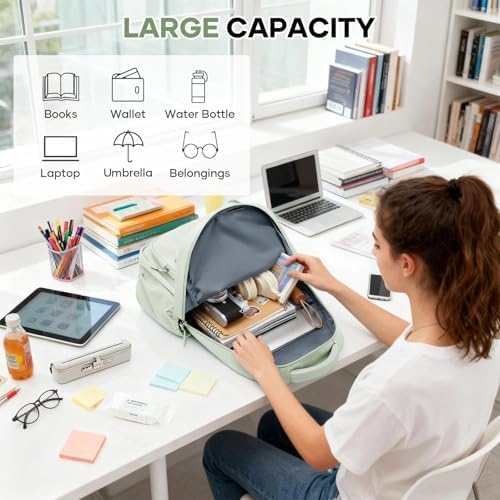HYC00 Skolryggsäck Flicka Skolväska Lätt Ryggsäck Tjej Tonåring Bokväskor Skola Skolväskor Pojkar Laptop Ryggsäck Dam 14 Tum College Bag Fritidsryggsäck för Kvinnor Casual Dagsryggsäck,Blå