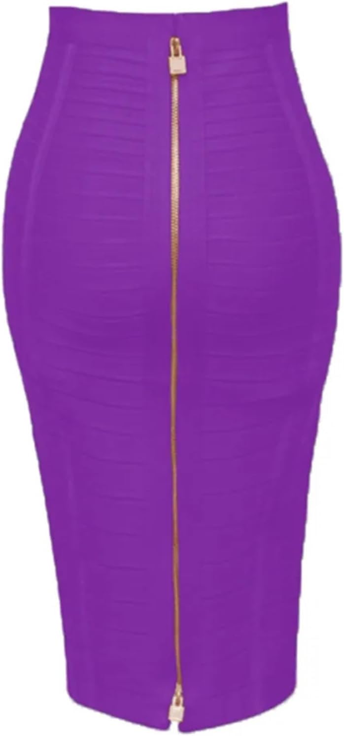 58 cm sexig solid dragkedja bandage kjol kvinnor elastisk bodycon sommar för kvinnor