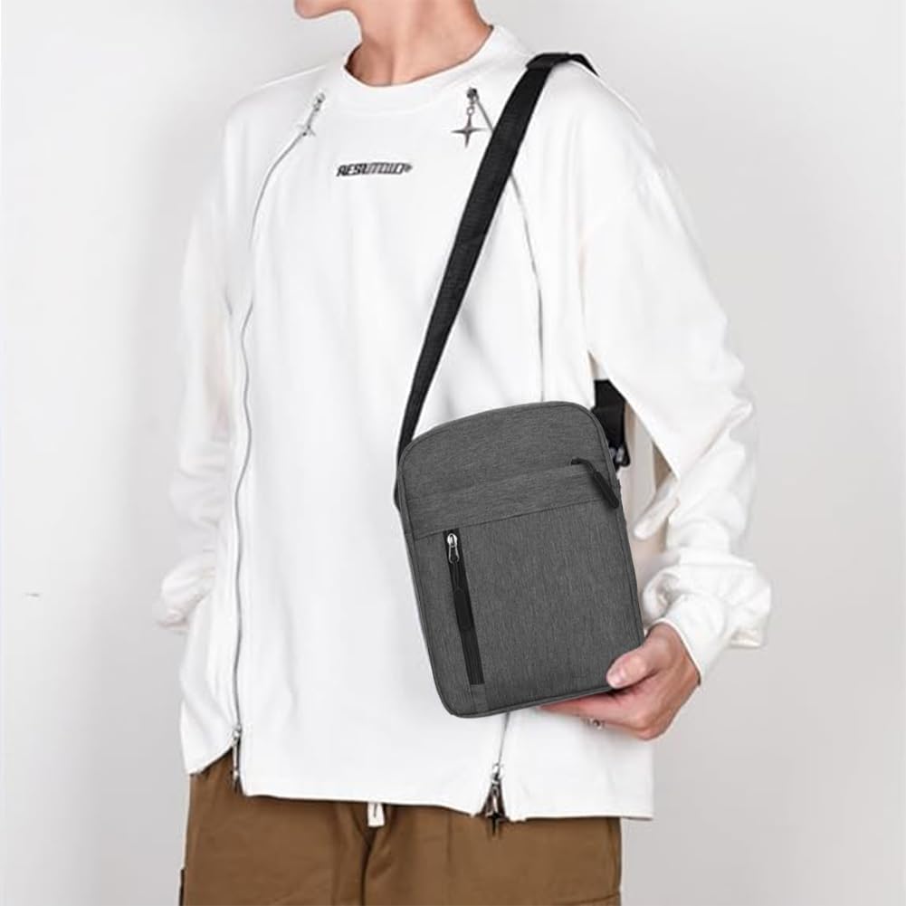 Aucuu Axelväska för män, Oxford Crossbody väska, vattentät liten sidoväska för män, ledig handväska, messengerväska med dragkedja och justerbar rem, lätt bröstväska för daglig användning, arbete
