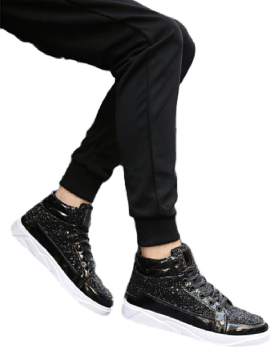 Skor herr glitter guld, paljetter sneakers herr sneakers hög topp fritidsskor glänsande promenadskor med tjock sula paljettskor karneval skateboardskor mode herrstövlar
