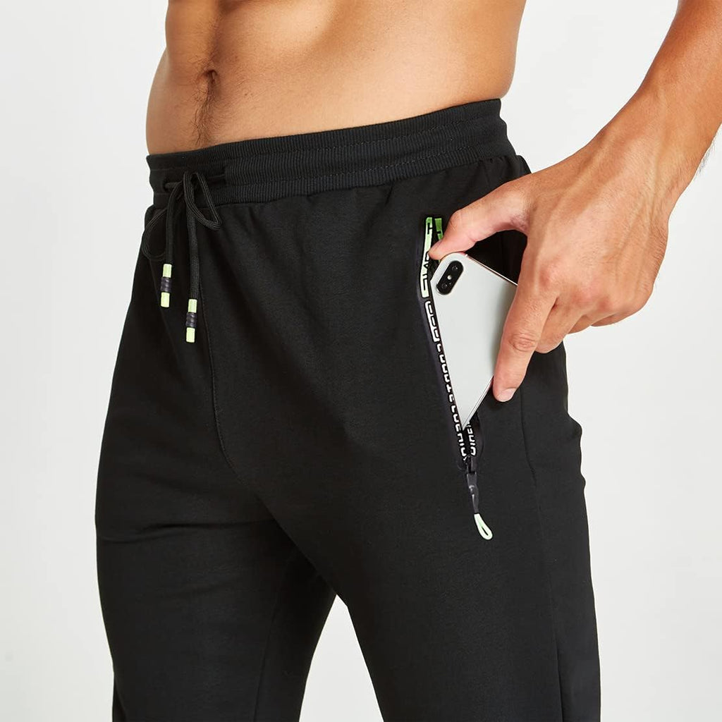 Z0XOZ Joggingbyxor för Män Elastisk Midja bälte Bomull med Dragkedja Fickor träningsbyxor