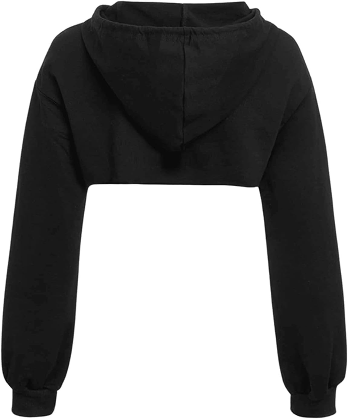 Generisk huvtröja för kvinnor, crop huvtröja, pullover, mycket korta tröjor, långärmad tröja, rund krage, cut outs, tröjor med huva, sport, streetwear, tröjor, huva, blus, toppar, cropped huvtröjor