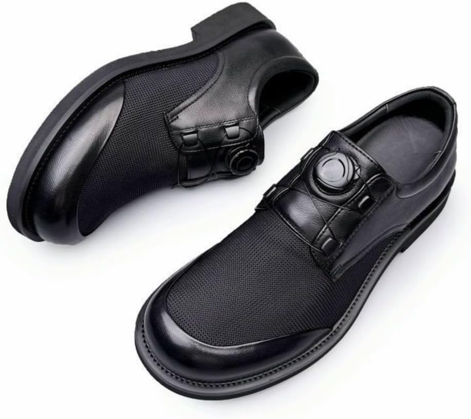 Herrskor slip-on casual affärsskor läder rund tå andningsbara oxfordskor för kontoret