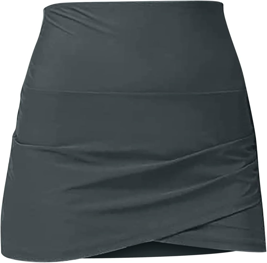 Kort kjol för kvinnor sommar flytande, elastisk figurbetonad minikjol, kjol med hög midja, lediga kjolar lös underkjol, enfärgad, korta löparkjolar, sportkjolar