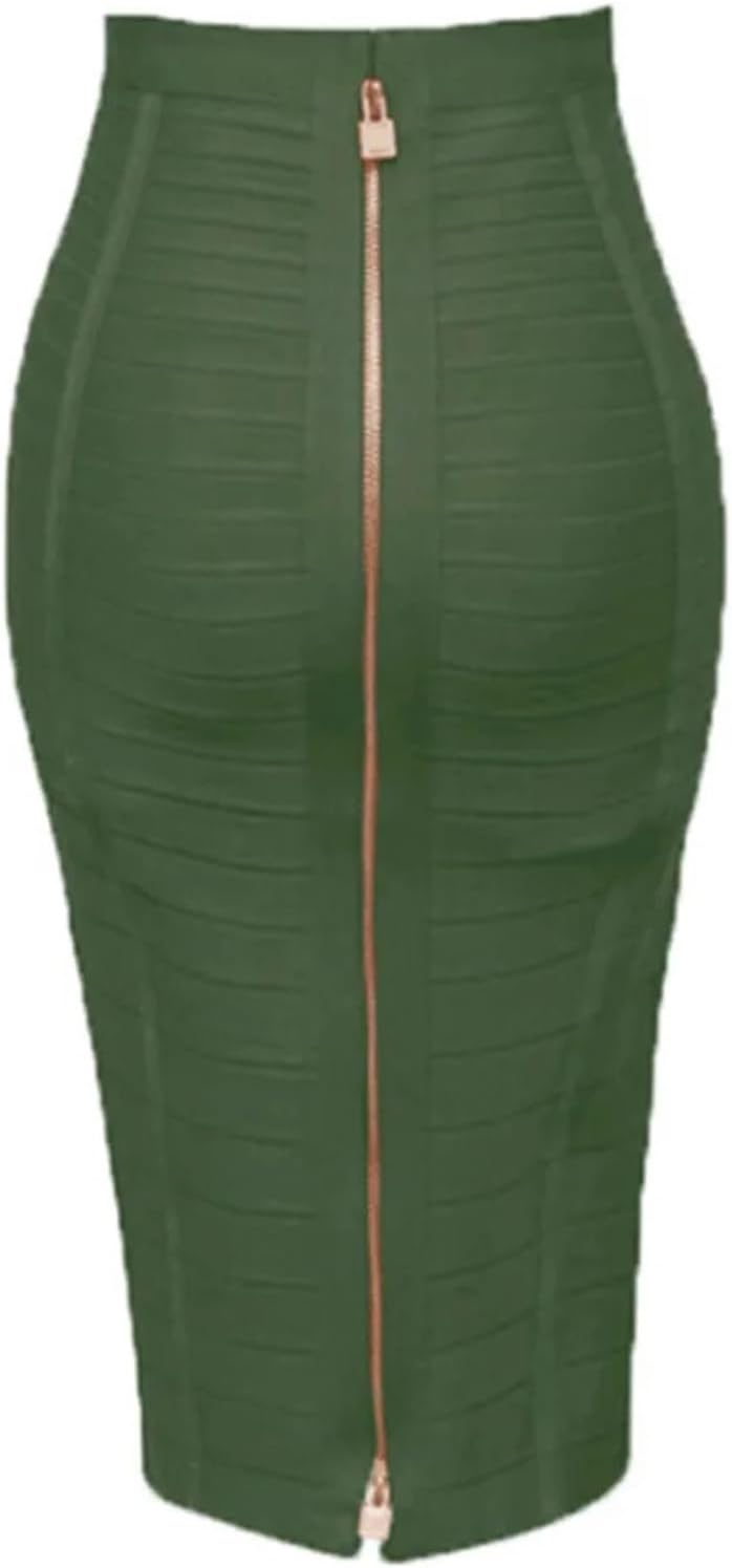58 cm sexig solid dragkedja bandage kjol kvinnor elastisk bodycon sommar för kvinnor