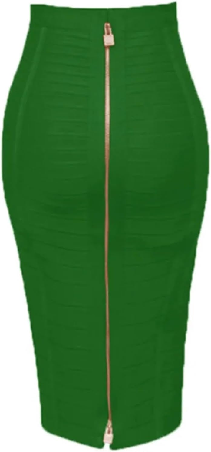 58 cm sexig solid dragkedja bandage kjol kvinnor elastisk bodycon sommar för kvinnor