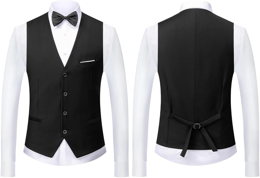Herrar 3 stycken kostym slim fit en knapp halsduk revers för bröllop bal kavaj väst byxor set