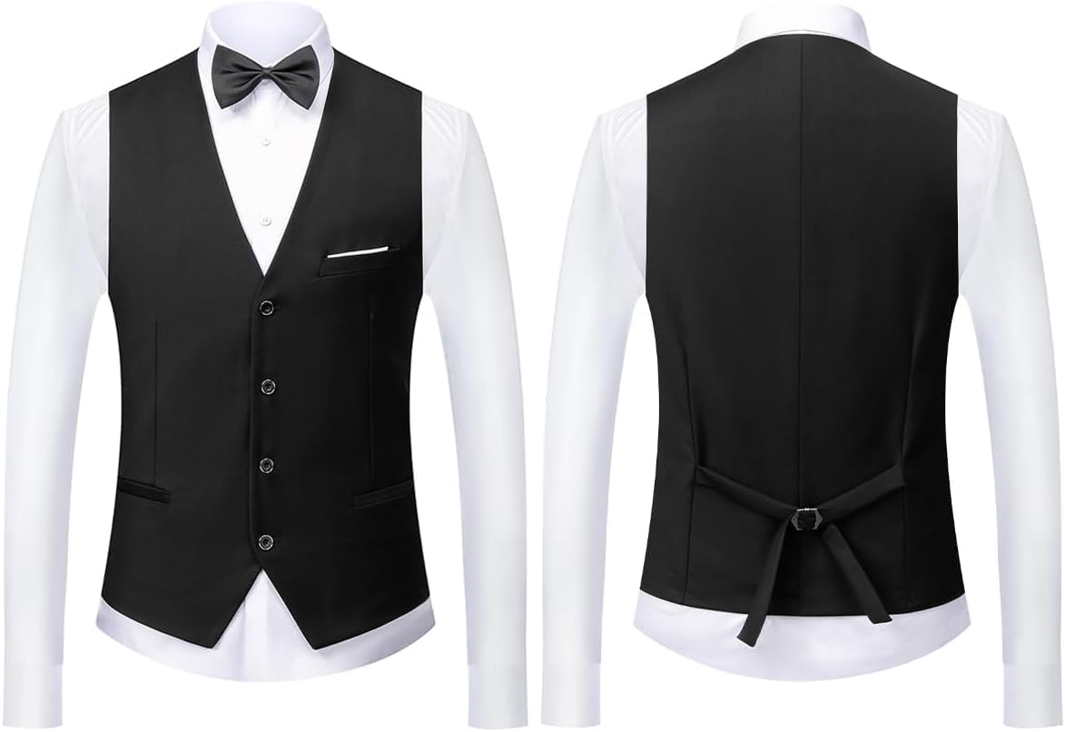 Herrar 3 stycken kostym slim fit en knapp halsduk revers för bröllop bal kavaj väst byxor set