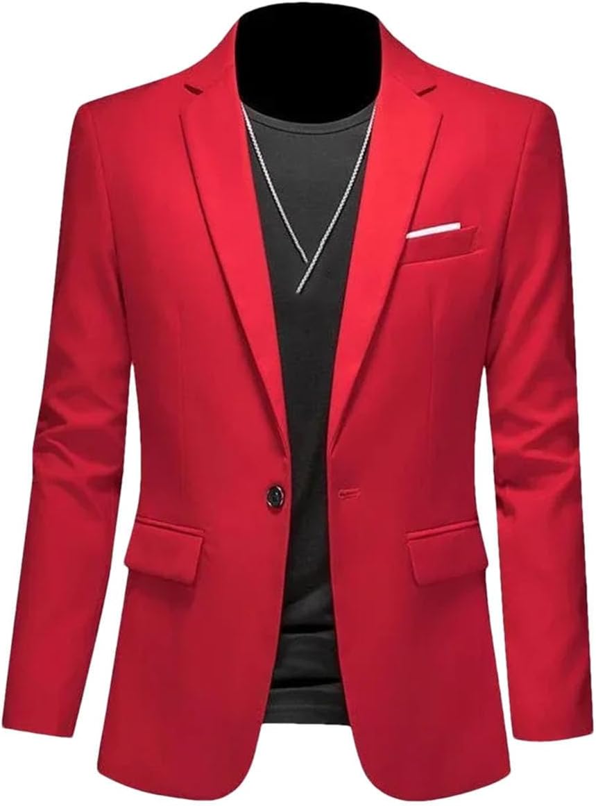 Hgvcfcv Casual business herr blazer brudgum bröllopsklänning kavajer för män kostym toppar jacka kappa enfärgad kostymjacka