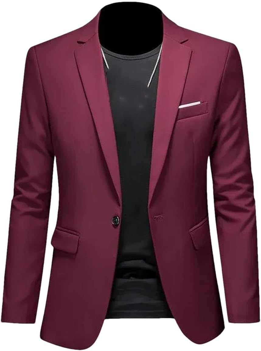 Hgvcfcv Casual business herr blazer brudgum bröllopsklänning kavajer för män kostym toppar jacka kappa enfärgad kostymjacka