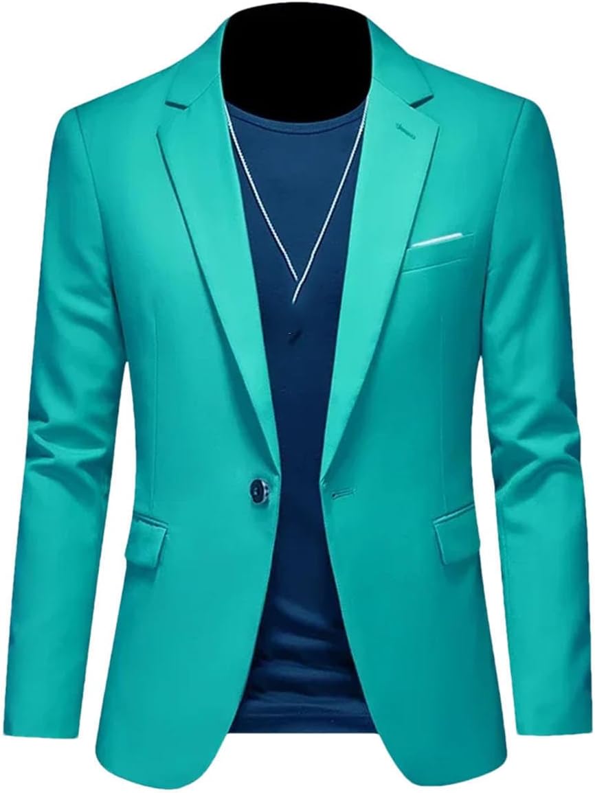 Hgvcfcv Casual business herr blazer brudgum bröllopsklänning kavajer för män kostym toppar jacka kappa enfärgad kostymjacka