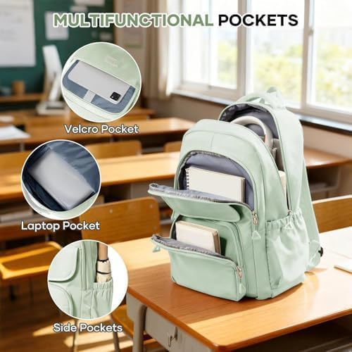 HYC00 Skolryggsäck Flicka Skolväska Lätt Ryggsäck Tjej Tonåring Bokväskor Skola Skolväskor Pojkar Laptop Ryggsäck Dam 14 Tum College Bag Fritidsryggsäck för Kvinnor Casual Dagsryggsäck,Blå