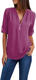 chiffongblus stora storlekar, toppar damer sommar elegant löst sittande blus damer lång damblus med dragkedja topp sommar damer t-shirt damer elegant sexig damer långärmad/kortärmad basic